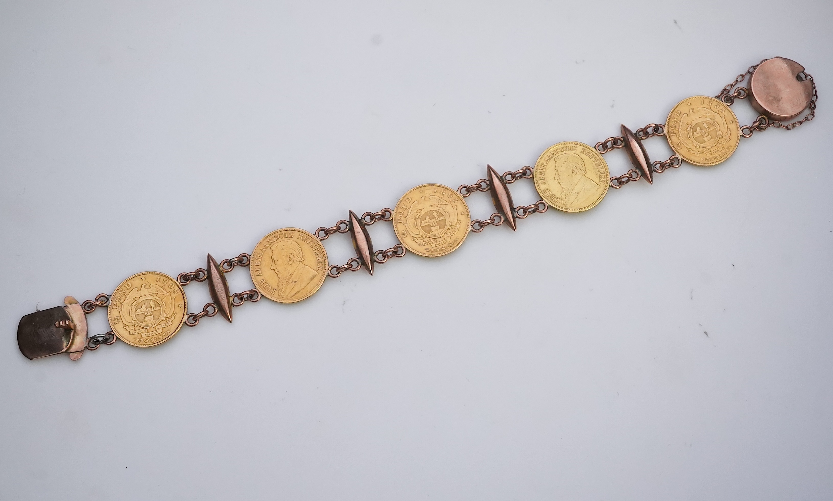 A late 19th century gold coin bracelet